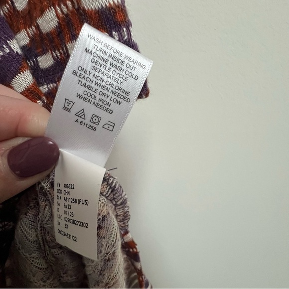 LOGO by Lori Goldstein Jacquard Duster Cardigan Purple Slate A611258 Longline - Picture 12 of 15